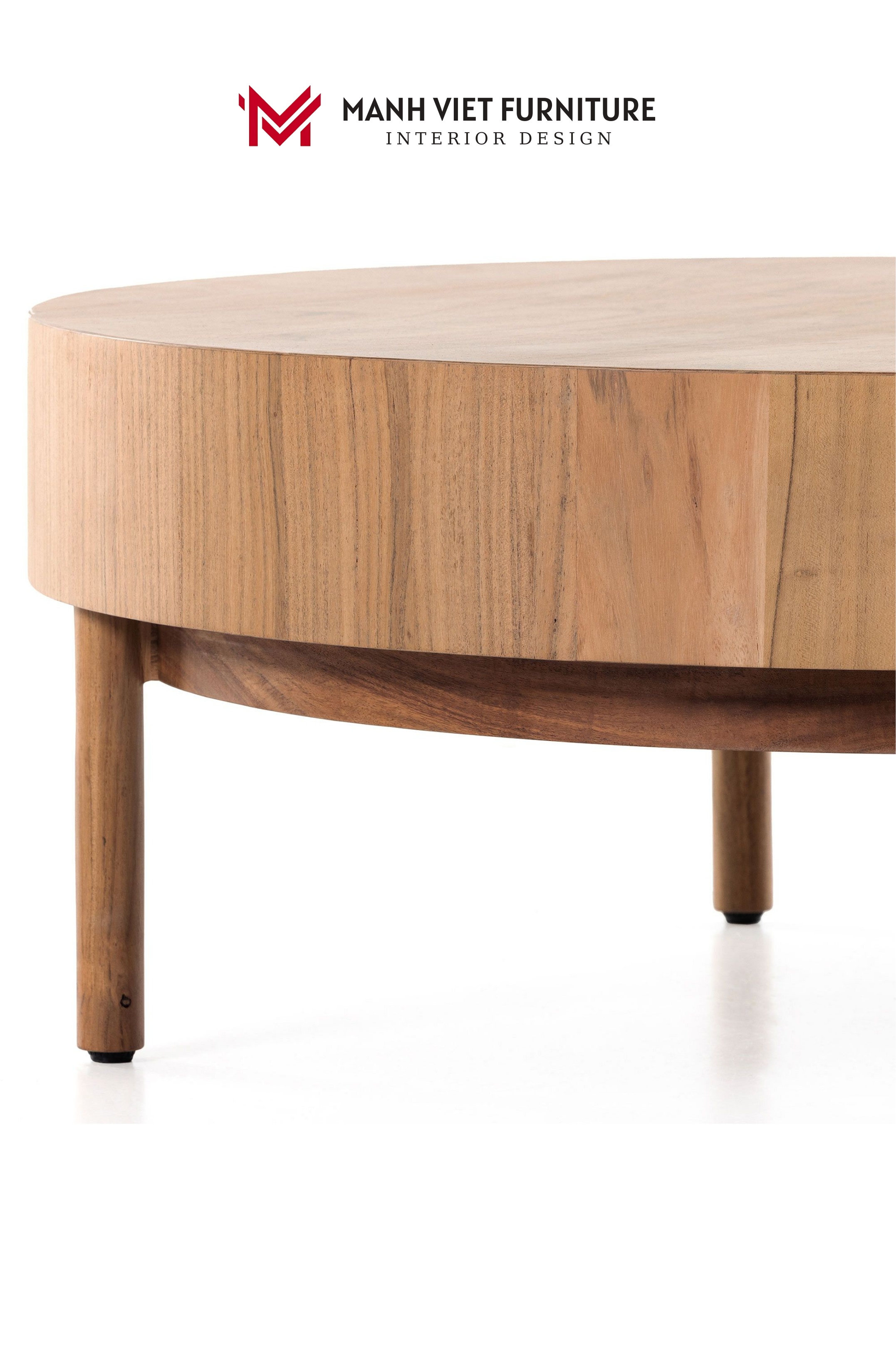 Wood Drum Round Coffee Table