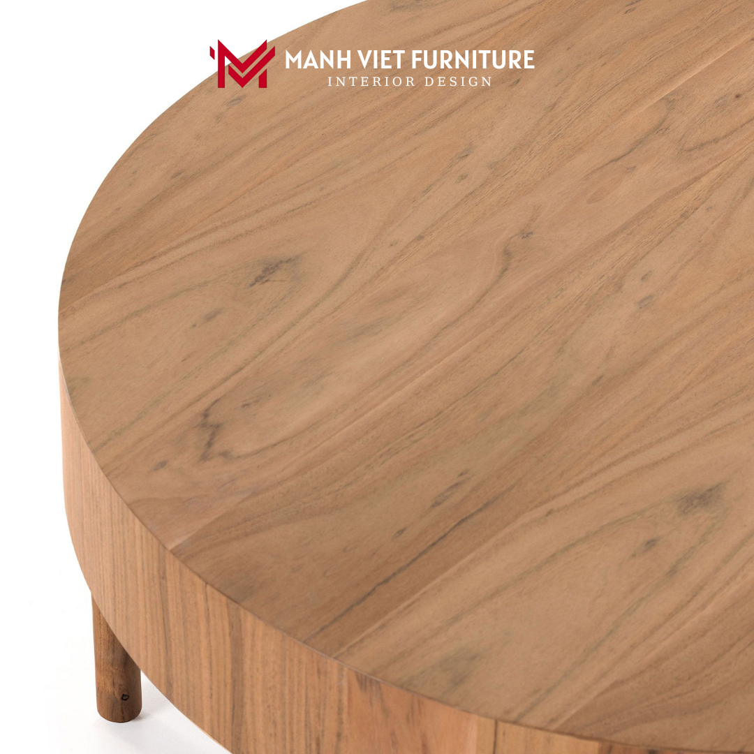 Wood Drum Round Coffee Table