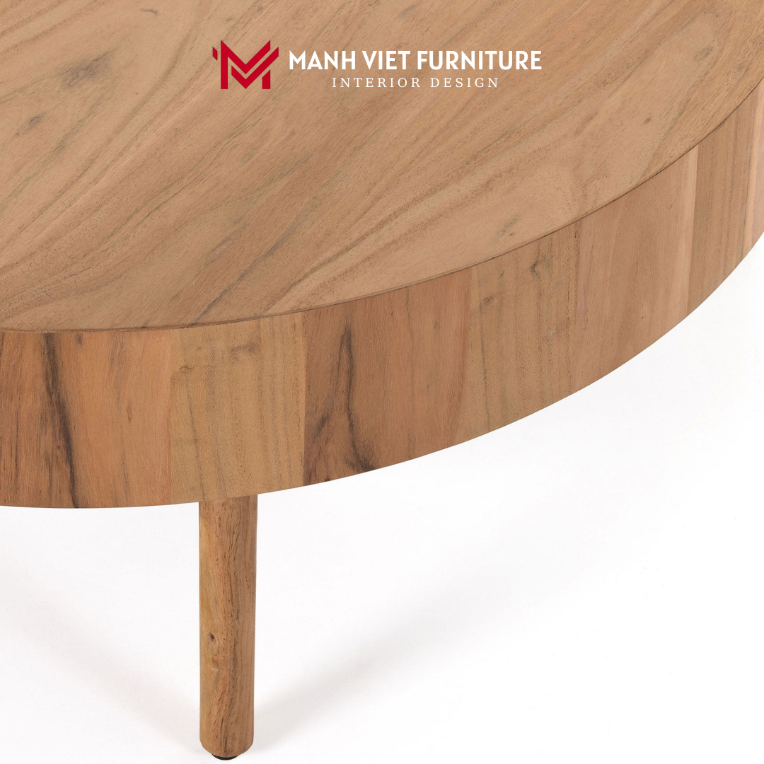 Wood Drum Round Coffee Table