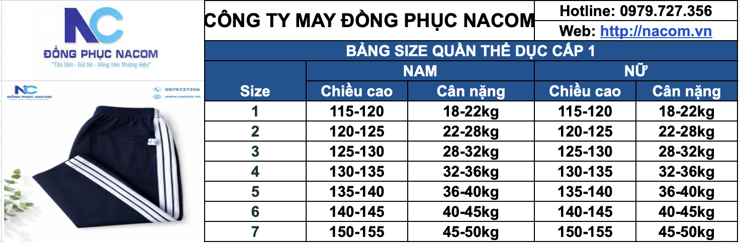 Quần thể dục Cấp 1 sọc trắng Poly