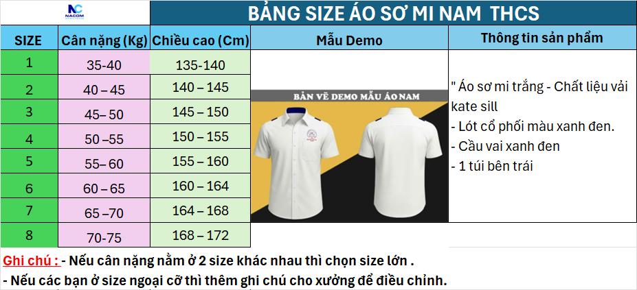 Áo học sinh nam cấp 2 - Trường Thực Hành Sư Phạm