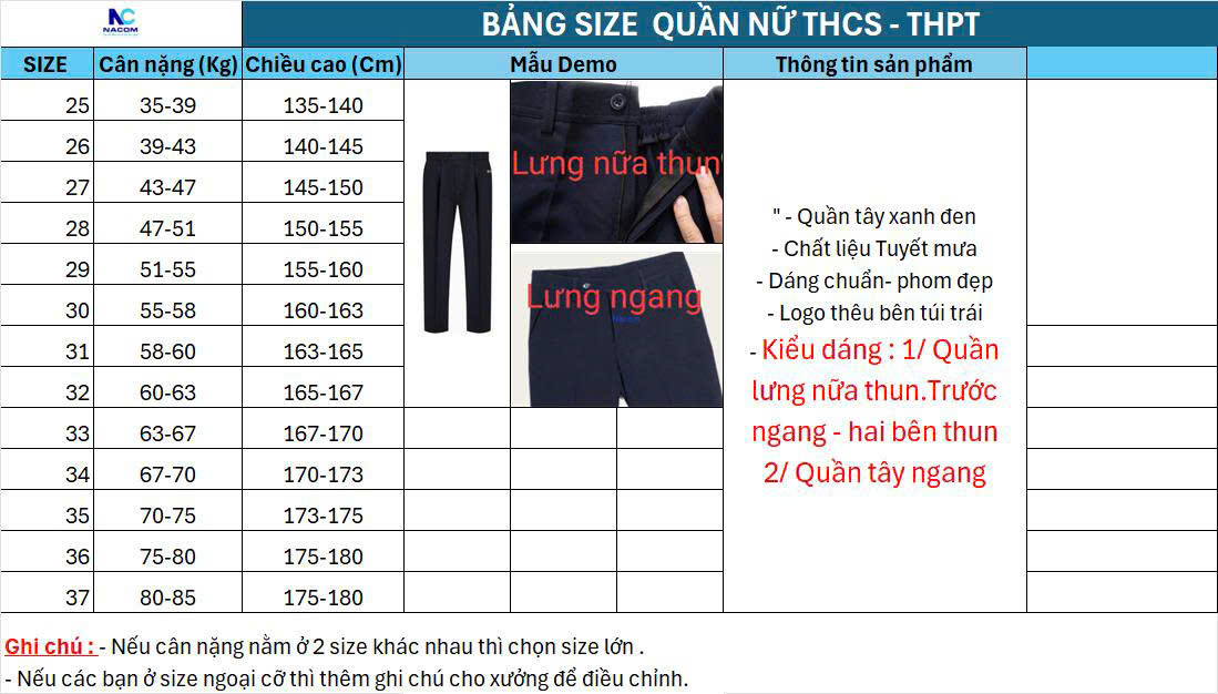 Quần học sinh nữ - Trường Thực hành Sư phạm