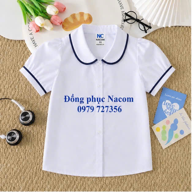 Áo học sinh sơ mi phối