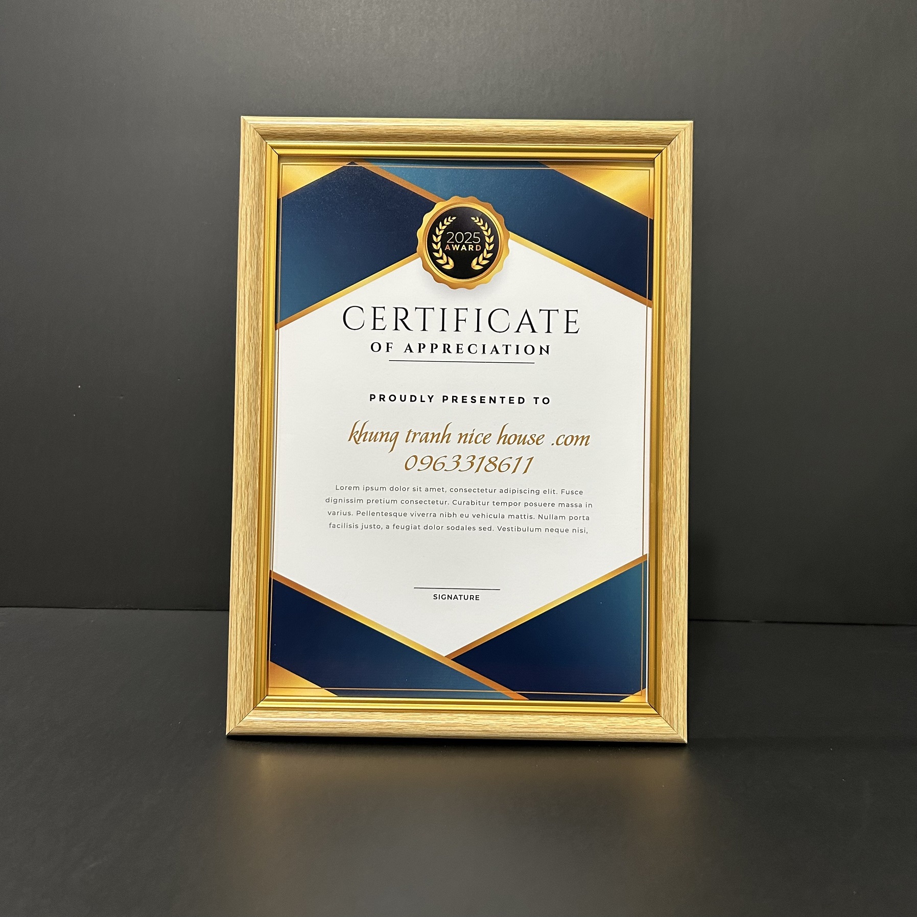 Phân loại mẫu khung ảnh bằng khen