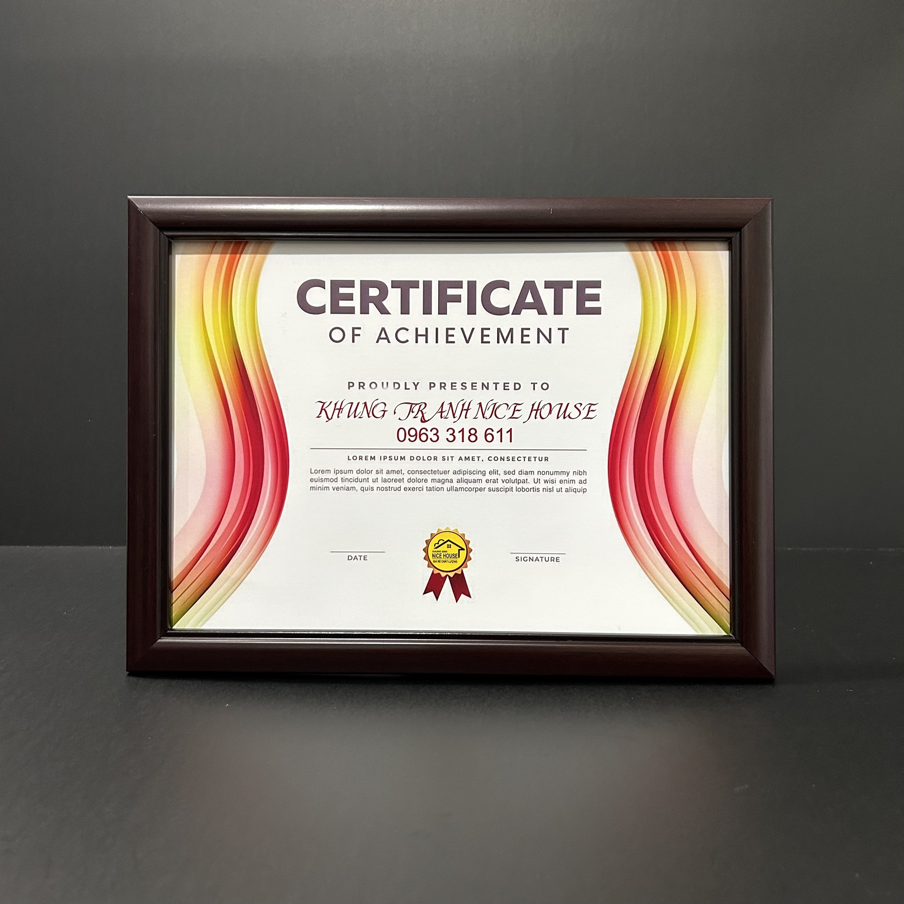 Khung Bằng Khen Giá Rẻ Nâu Đơn Giản 102N