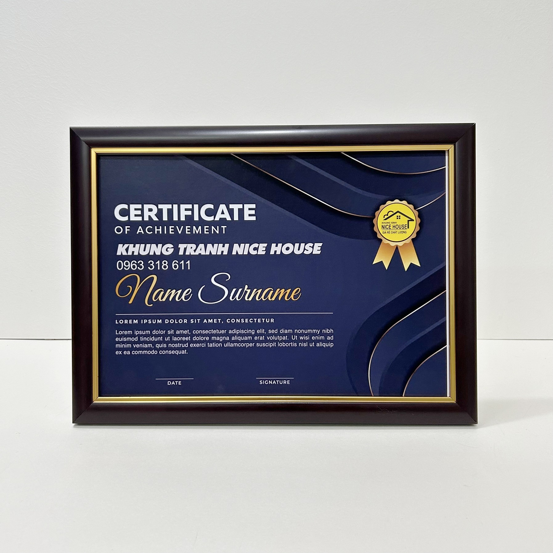 Khung Bằng Khen Nâu Chỉ Vàng 102CV
