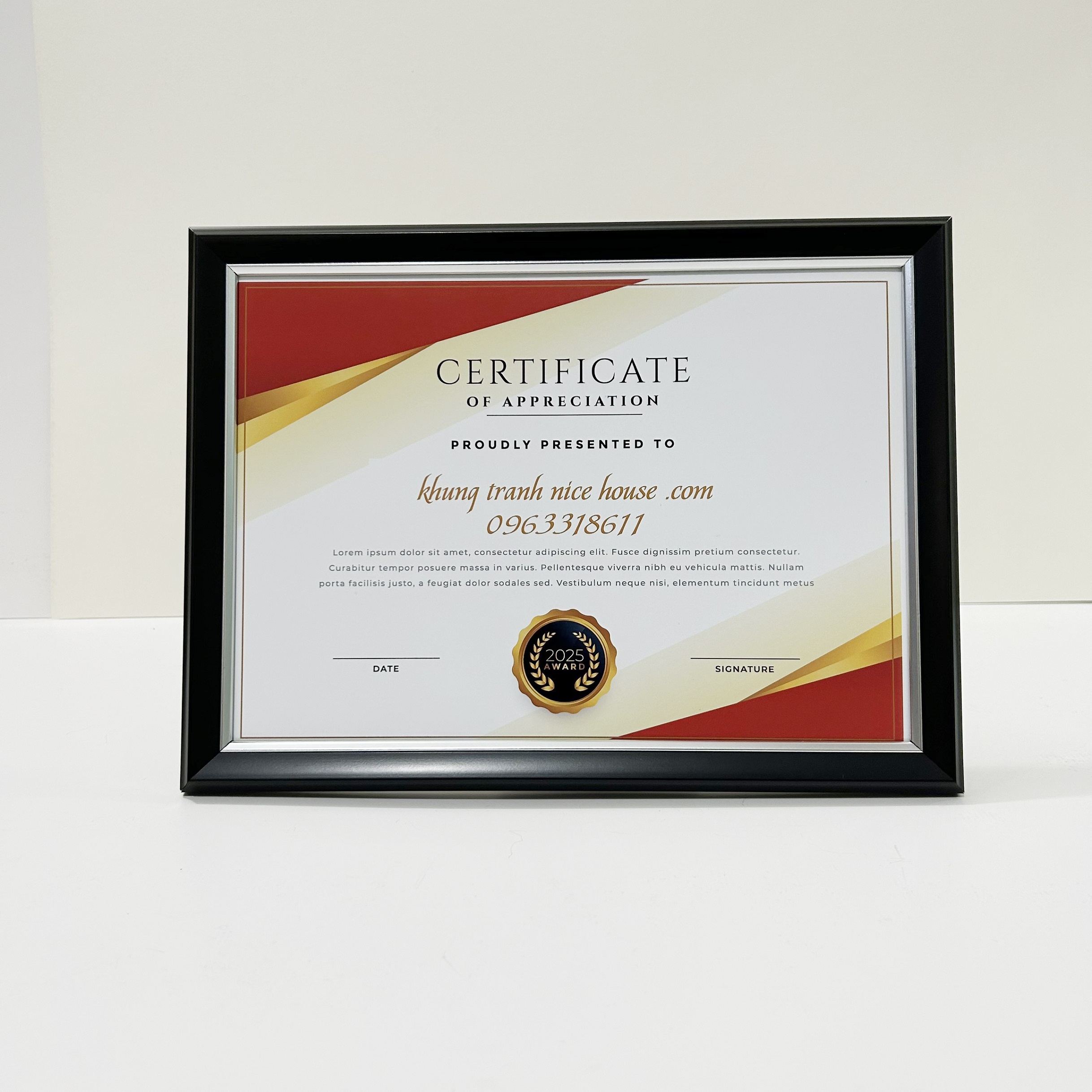 Khung Bằng Khen Màu Đen Đơn Giản 200D