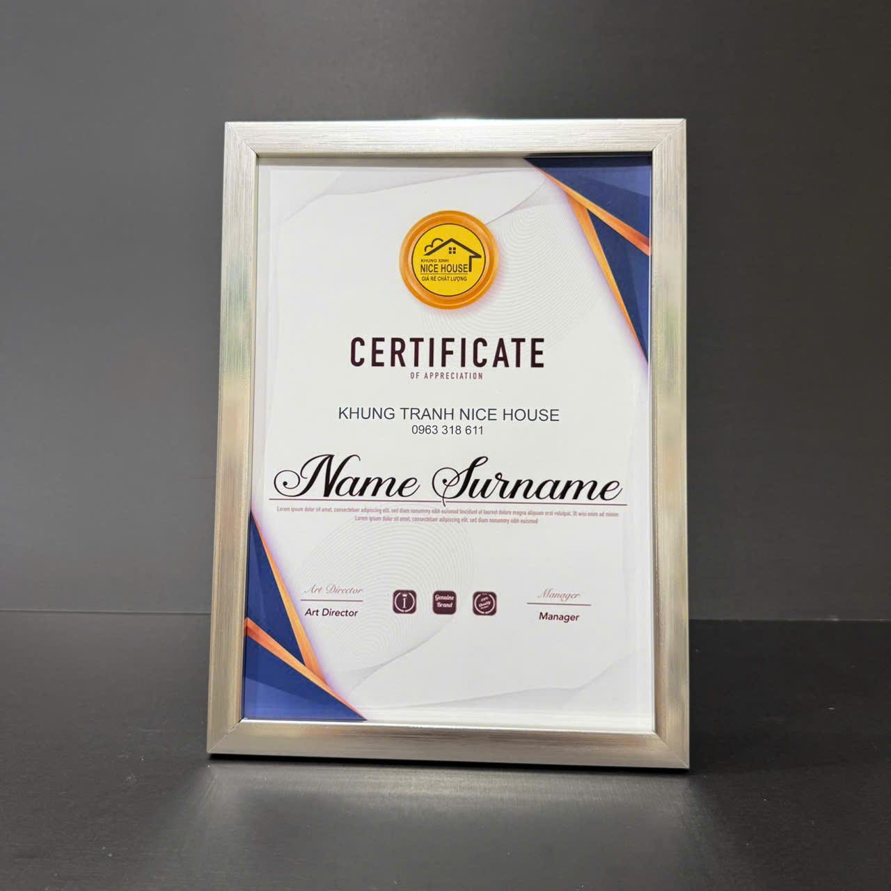 Khung Bằng Khen Màu Bạc F1B S 