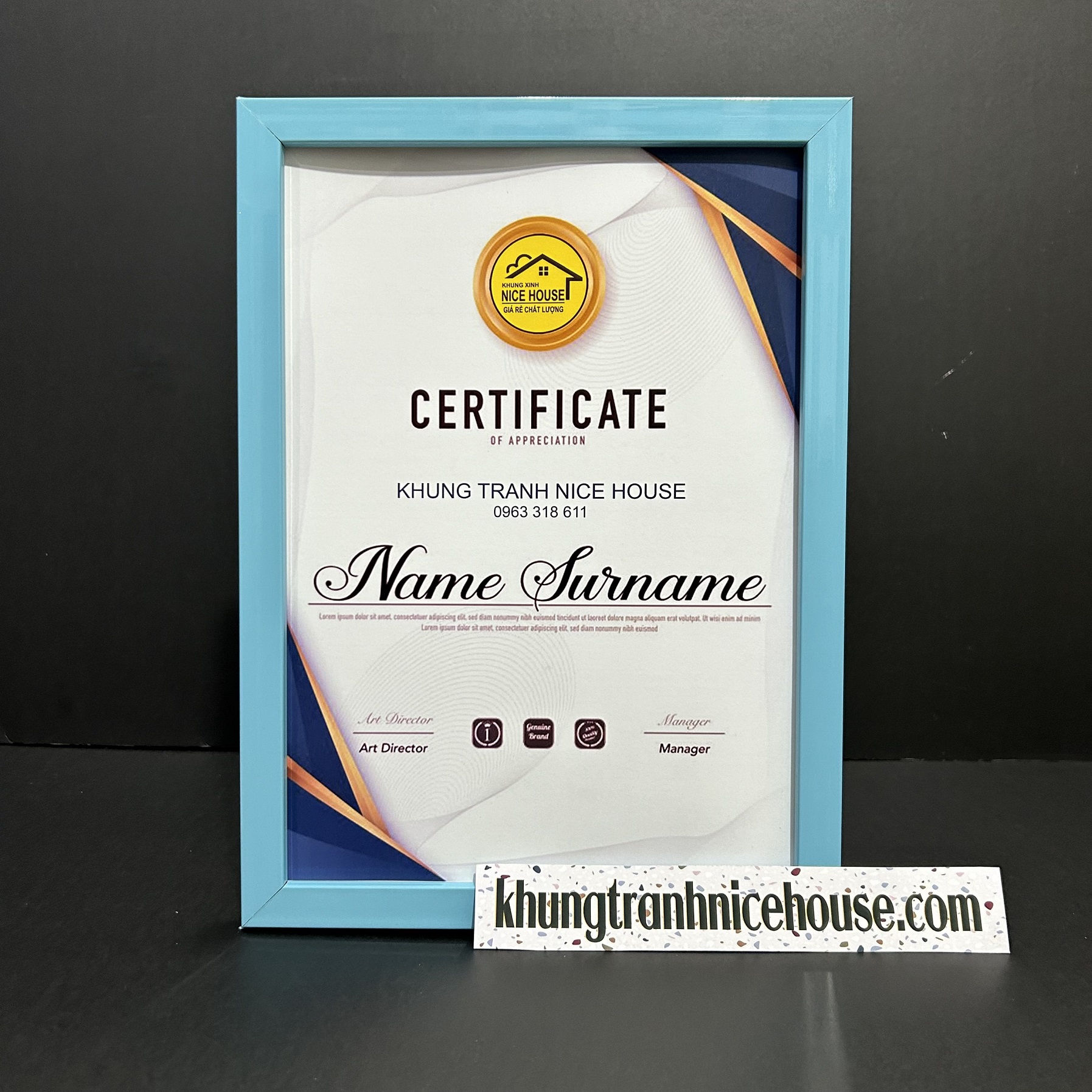 Khung bằng khen màu xanh da trời F1BLUE
