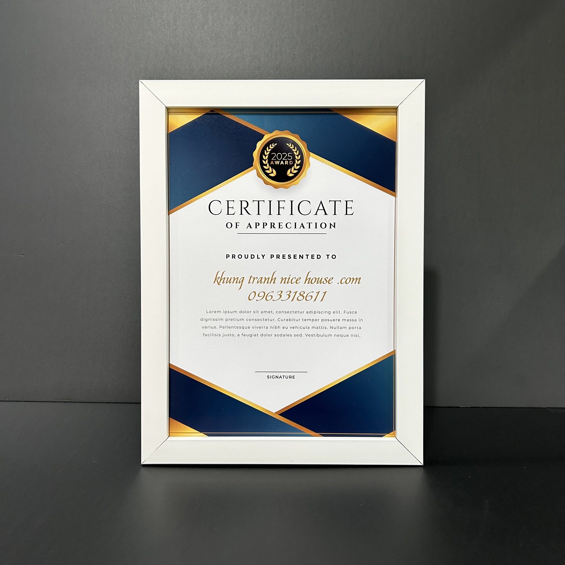 Khung Bằng Khen Màu Trắng F2T