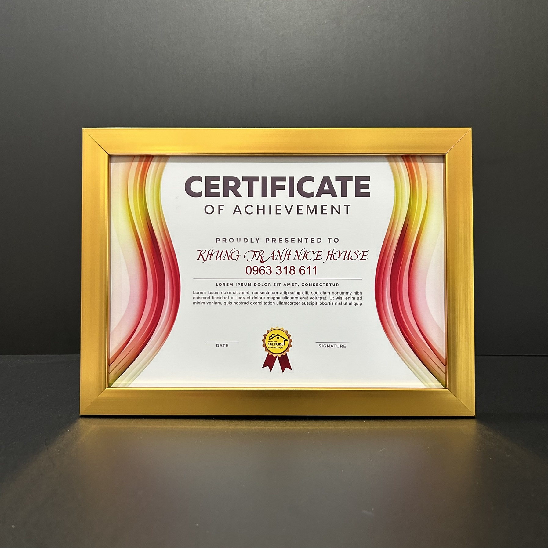 Khung Bằng Khen Màu Vàng Đồng F2V