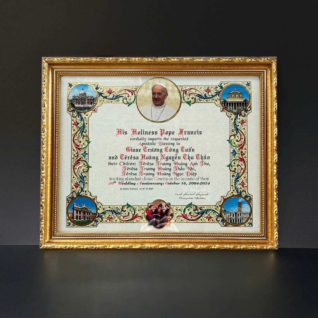 KHUNG BẰNG ÂN NHÂN CÔNG GIÁO BẰNG GỖ 1017B