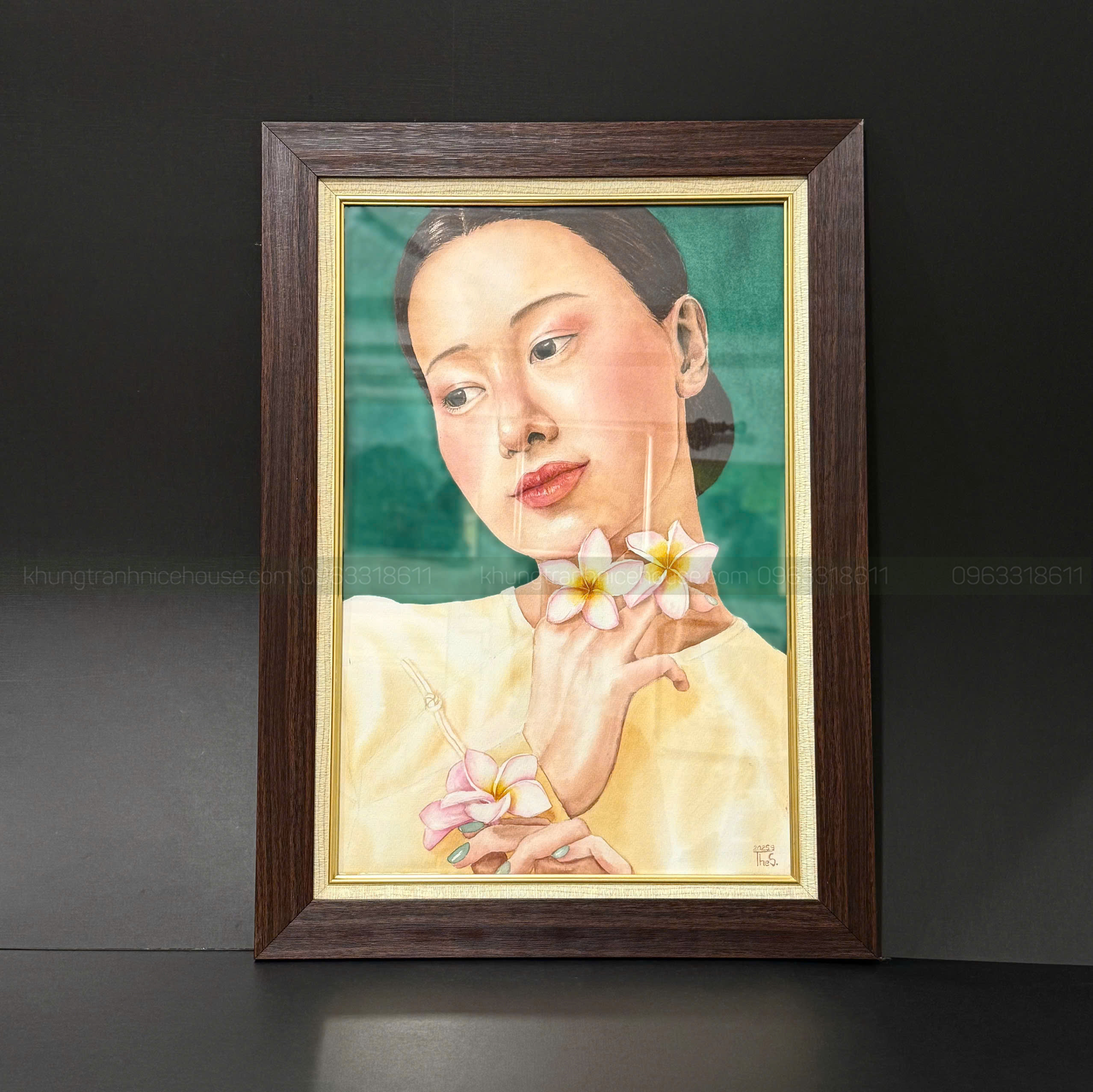 Tranh màu nước chân dung thiếu nữ
