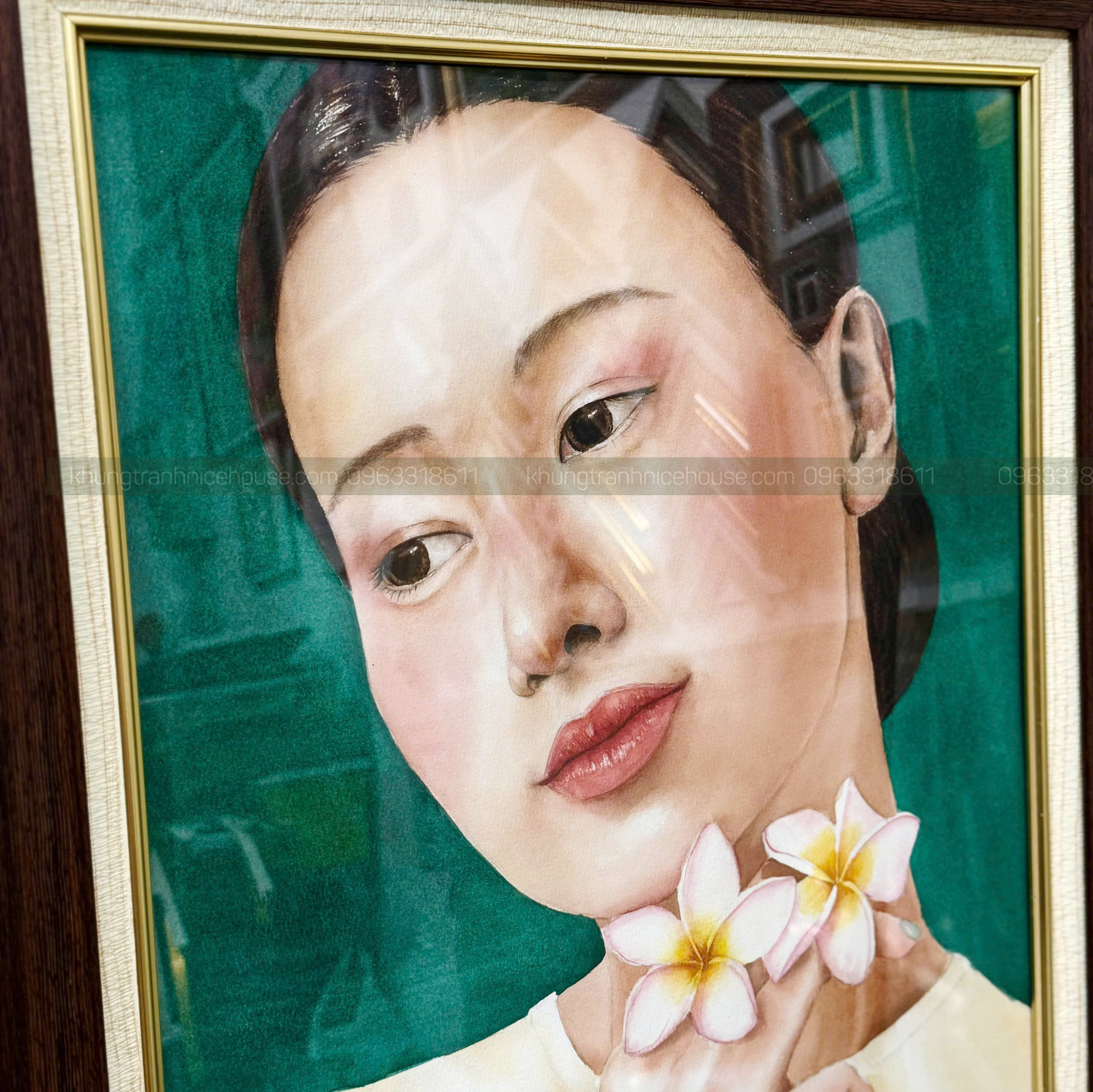 Tranh màu nước chân dung thiếu nữ