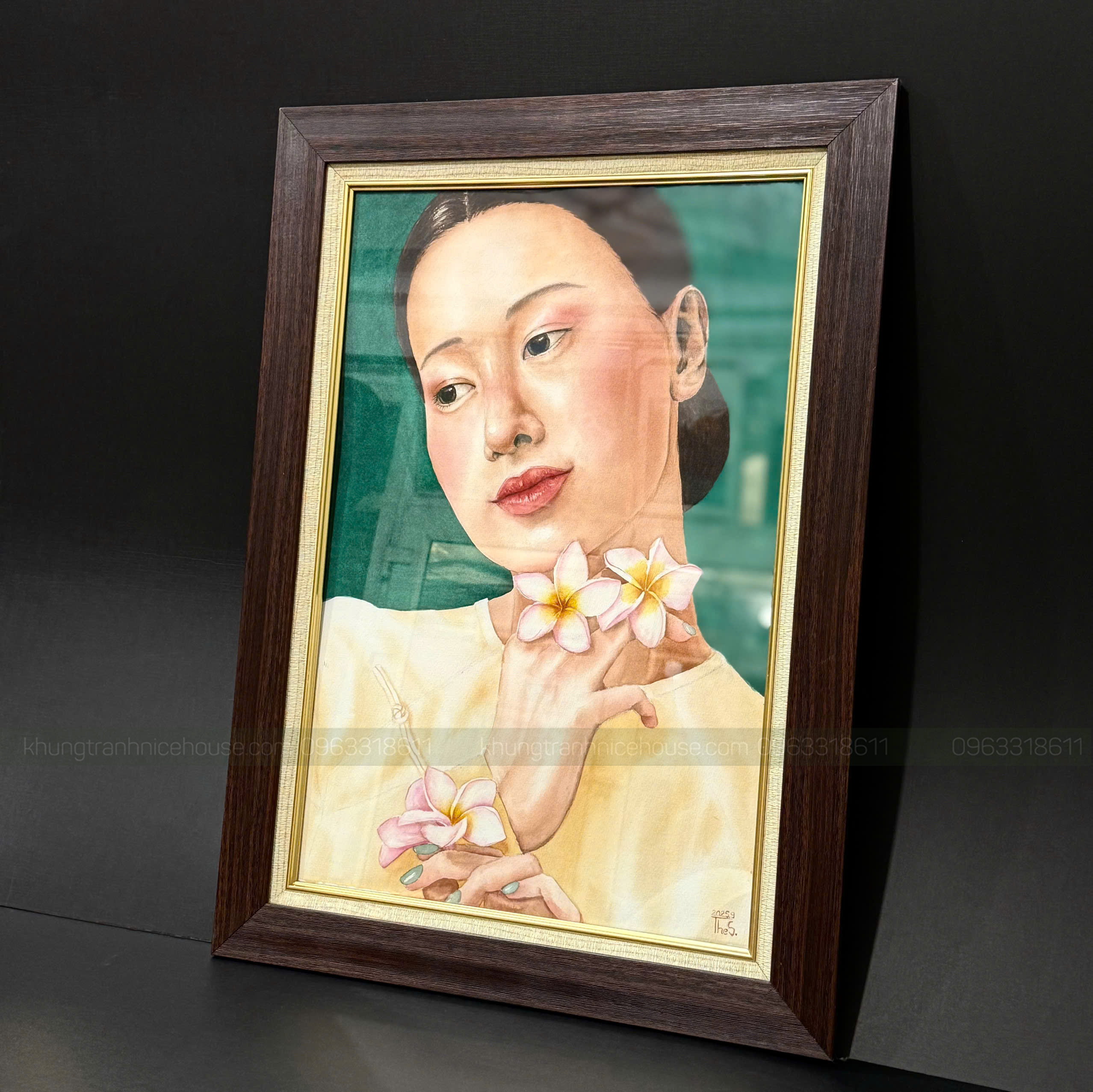 Tranh màu nước chân dung thiếu nữ