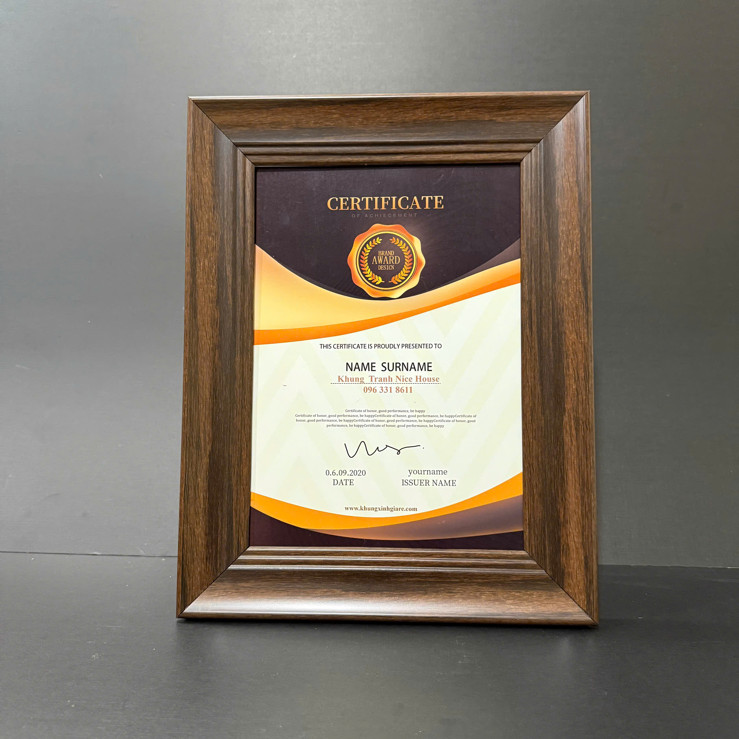 Khung Bằng Khen Vân Gỗ S902