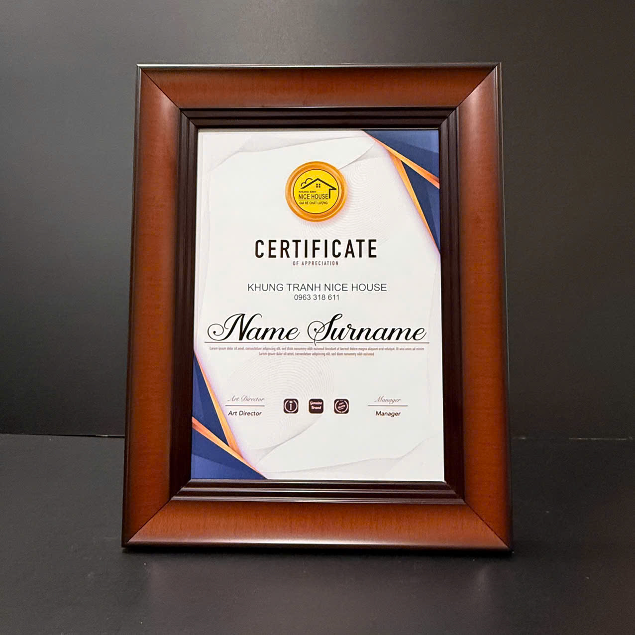 Khung Bằng Khen Màu Gỗ S902-BR