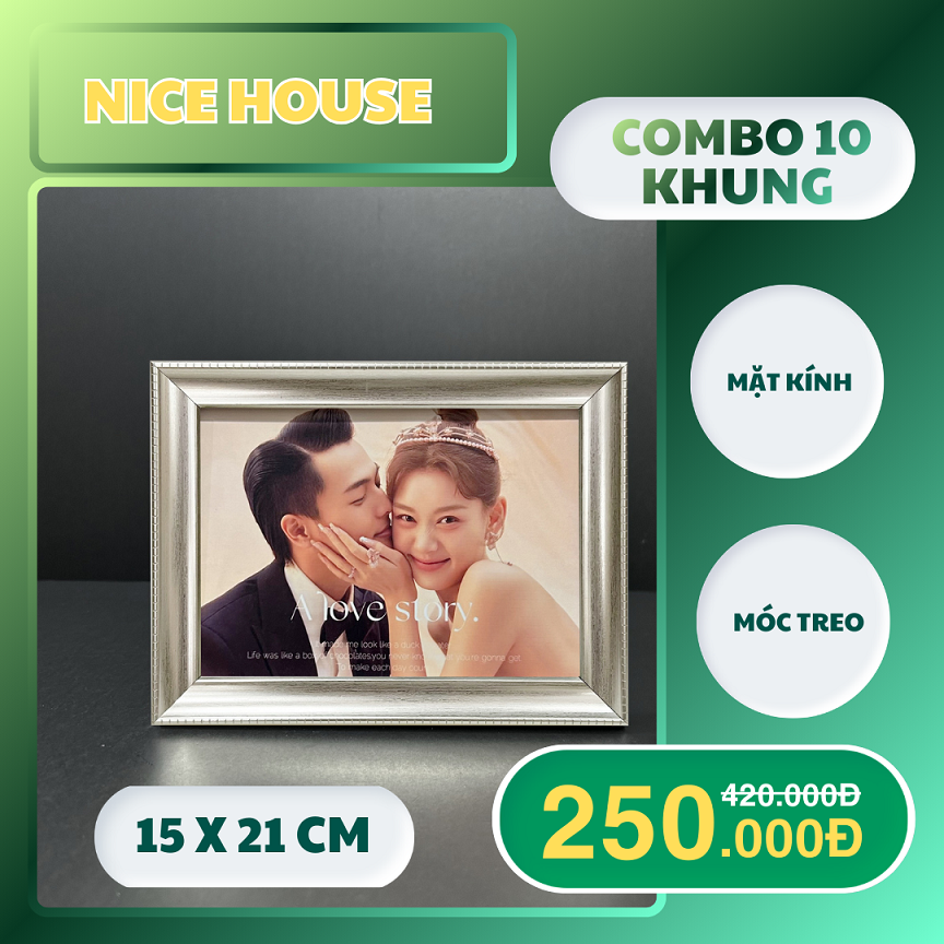 Sale off 10 khung 15x21cm khung bạc 101B