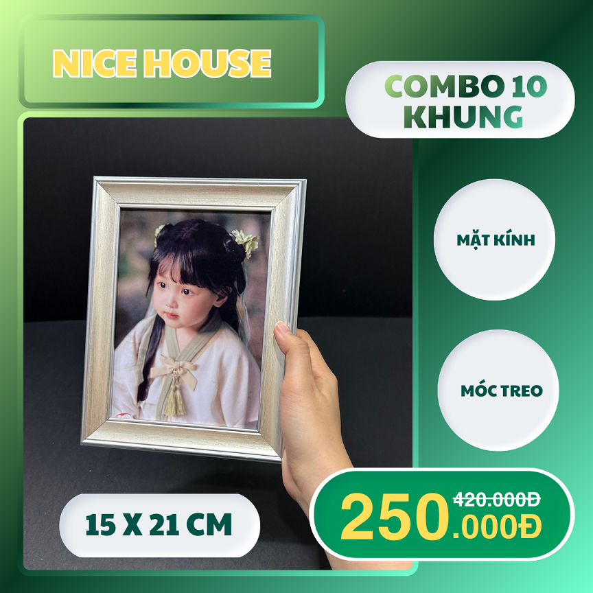 Sale off 10 khung 15x21cm khung bạc 205s