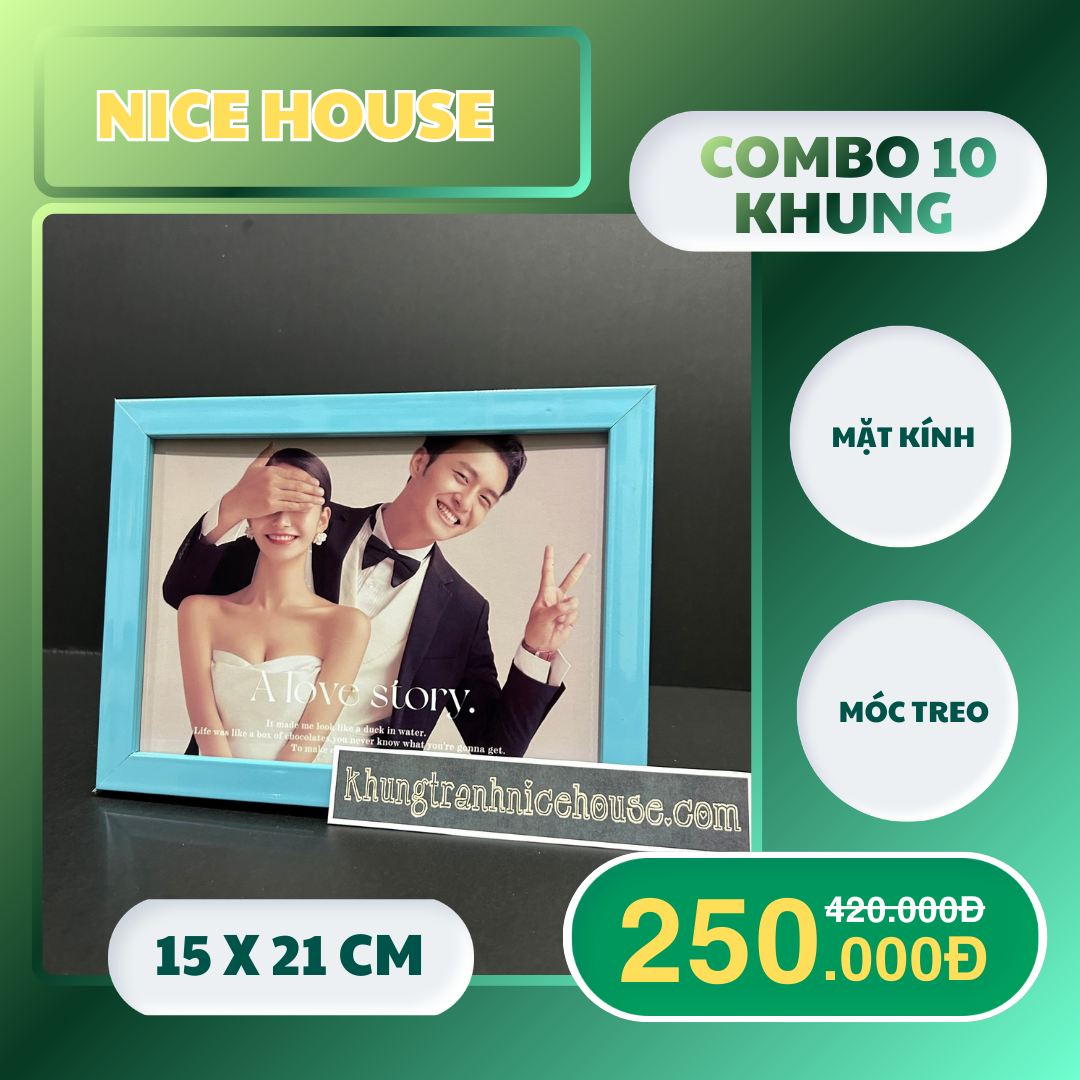 Sale off 10 khung 15x21cm khung xanh dương F1XD