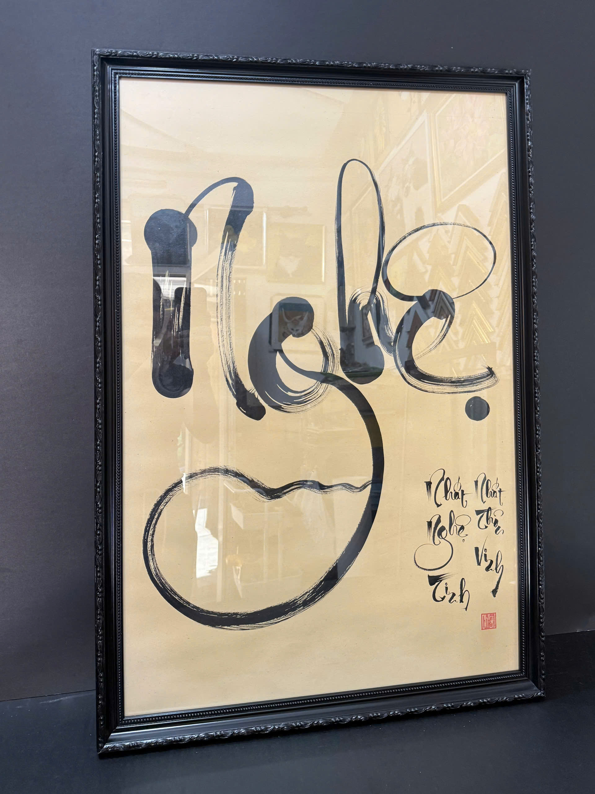 KHUNG TRANH THƯ PHÁP GỖ ĐEN 1017D