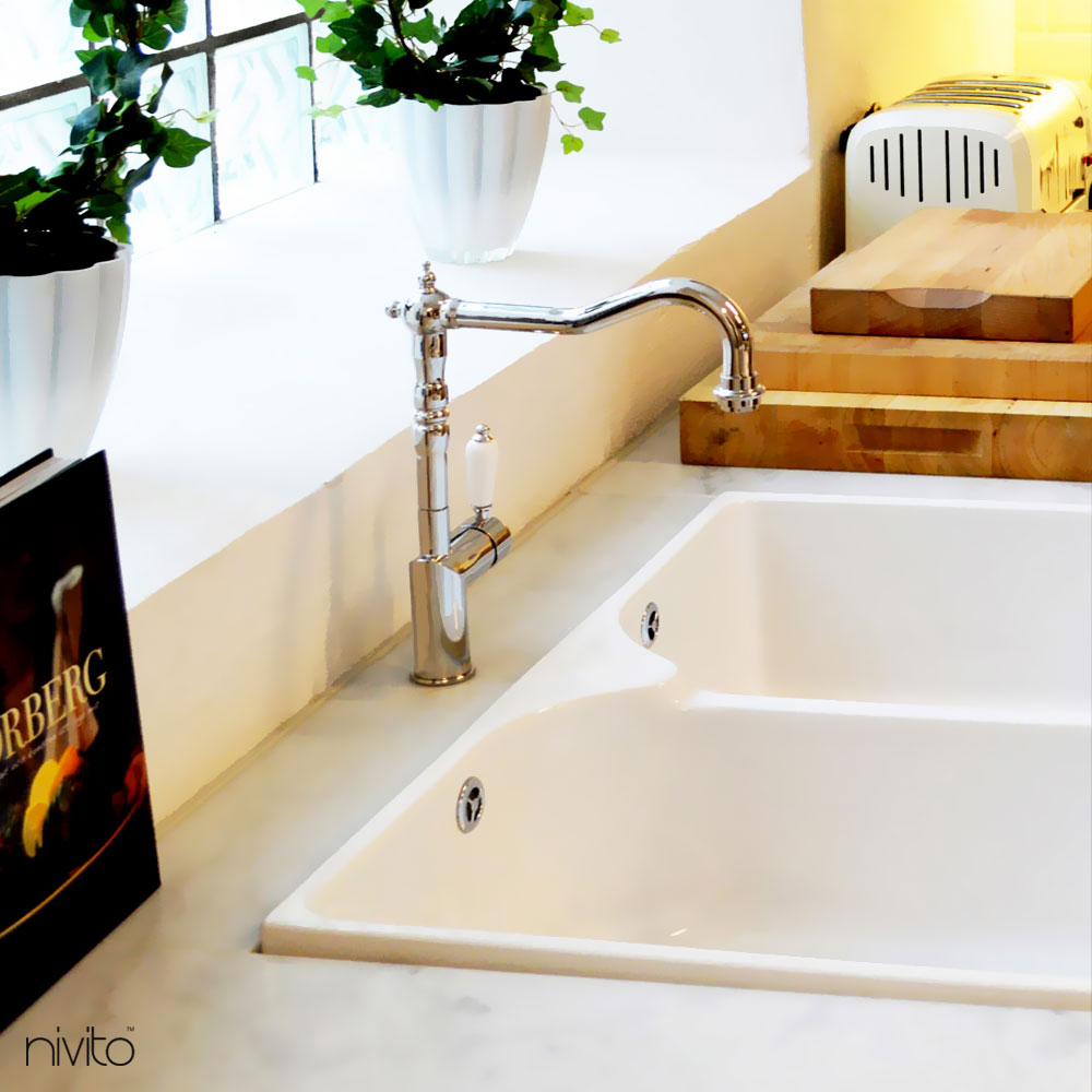 Nivito CL-110 KITCHEN FAUCET WHITE PORCELAIN HANDLE