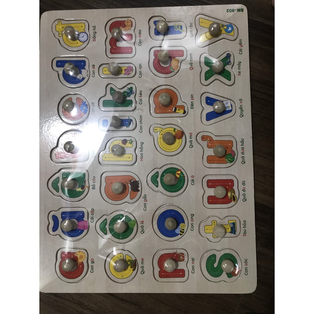 Đồ chơi xếp hình bảng núm gỗ nhiều chủ đề cho bé