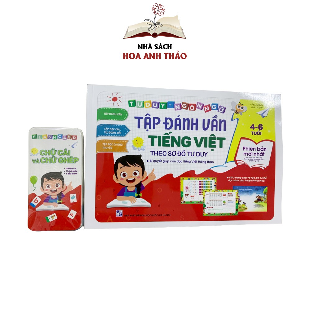 Sách - Tập đánh vần tiếng việt và bé chinh phục toán học kèm flashcard chữ cái