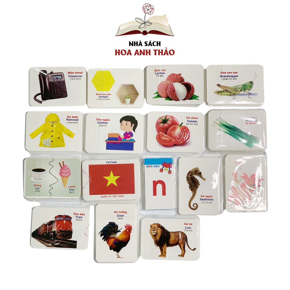 Bộ thẻ thông minh Flashcard Việt Hà 16 chủ đề song ngữ Việt Anh cho bé phương pháp Glenn Doman