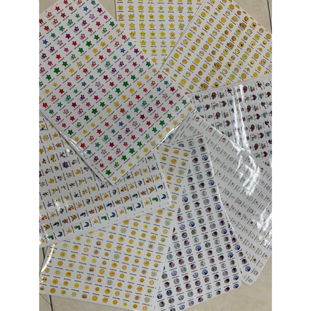 Sticker Khen Thưởng Học Sinh Combo 10 Tờ A4 Tiếng Việt - Tiếng Anh