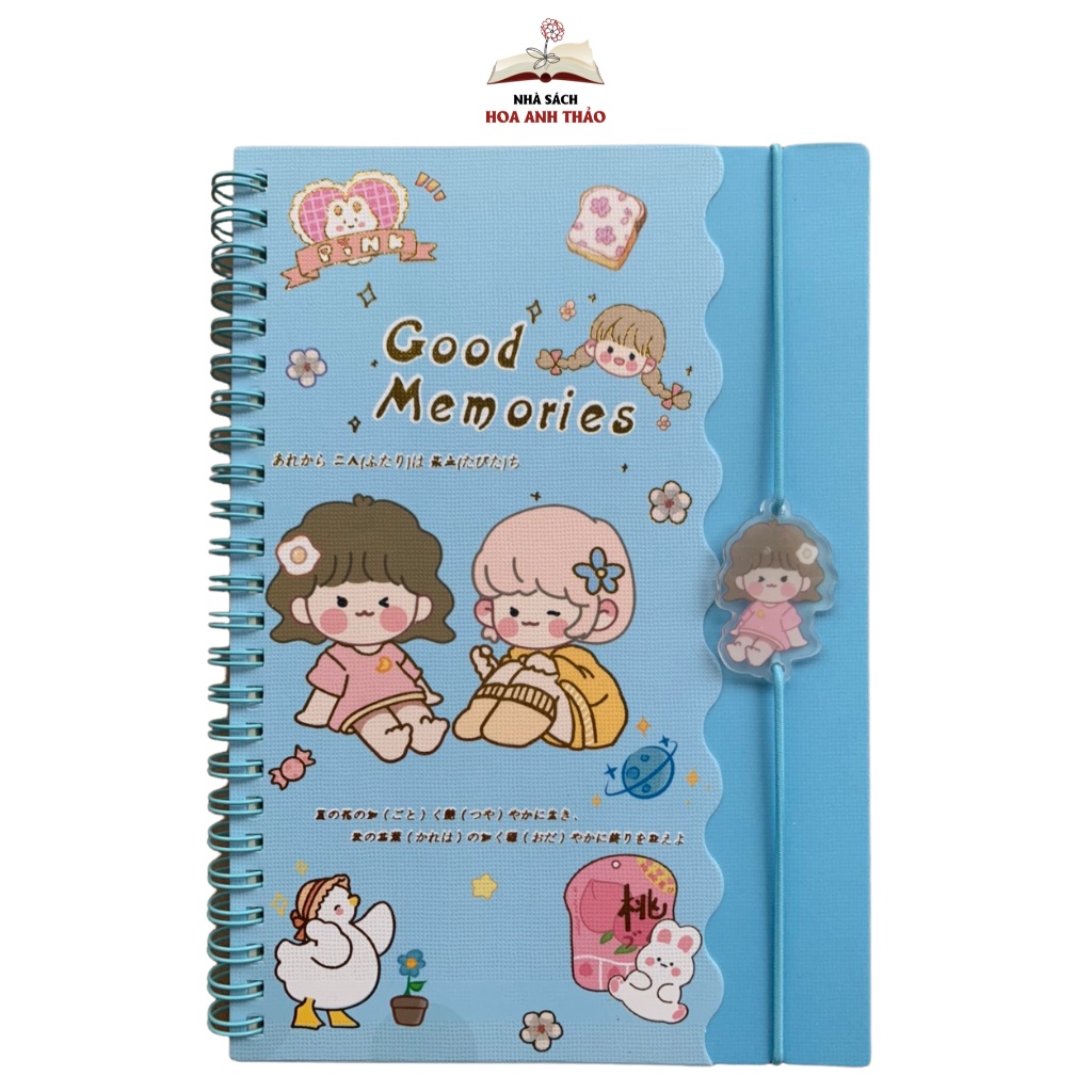 Sổ lò xo Good Memories , sổ tay ghi chép khổ A5 dòng kẻ ngang, chọn màu sắc