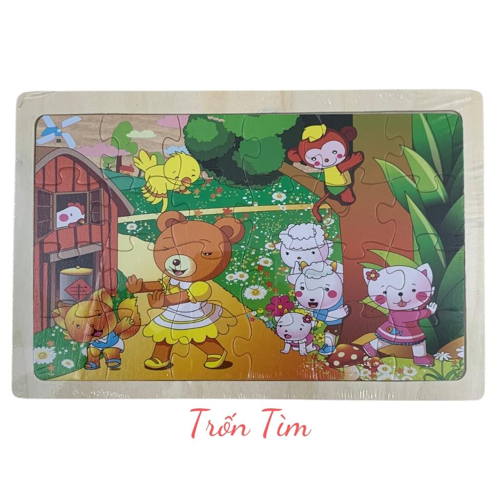 Đồ chơi Tranh Ghép Hình 24 Miếng Bằng Gỗ Cho Bé