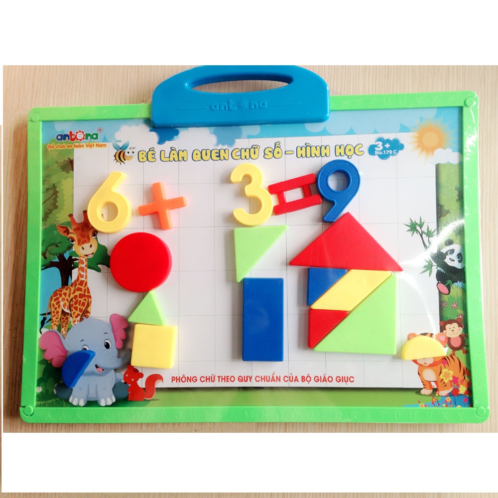 Đồ chơi Bảng nam châm Antona: Bé làm quen với chữ số hình học và vỉ chữ cái