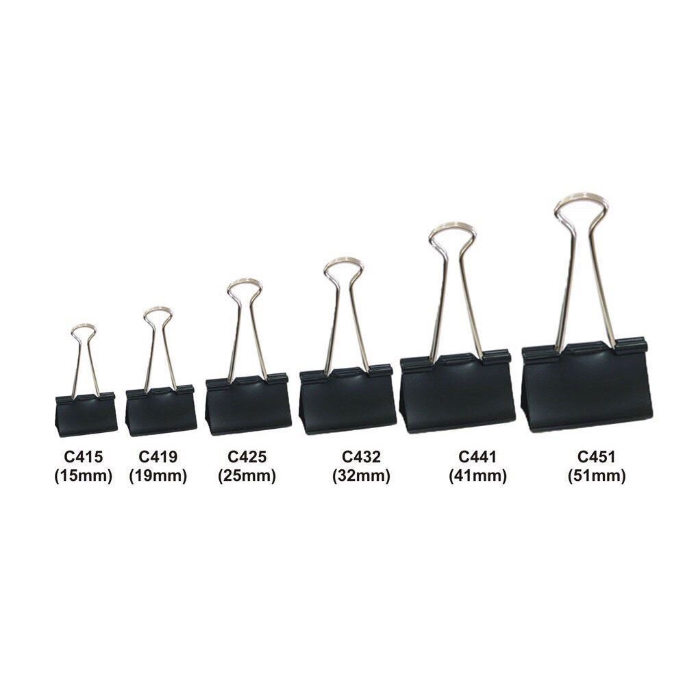 Kẹp Bướm SLECHO Nhiều Kích Thước 15mm/19mm/25mm/32mm - Hộp 12 Cái (Kẹp Giấy)