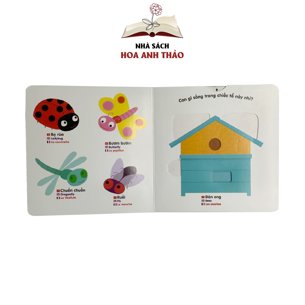Sách chuyển động tương tác - Đa ngữ Anh Việt Pháp chủ đề Small animals Các động vật nhỏ bé