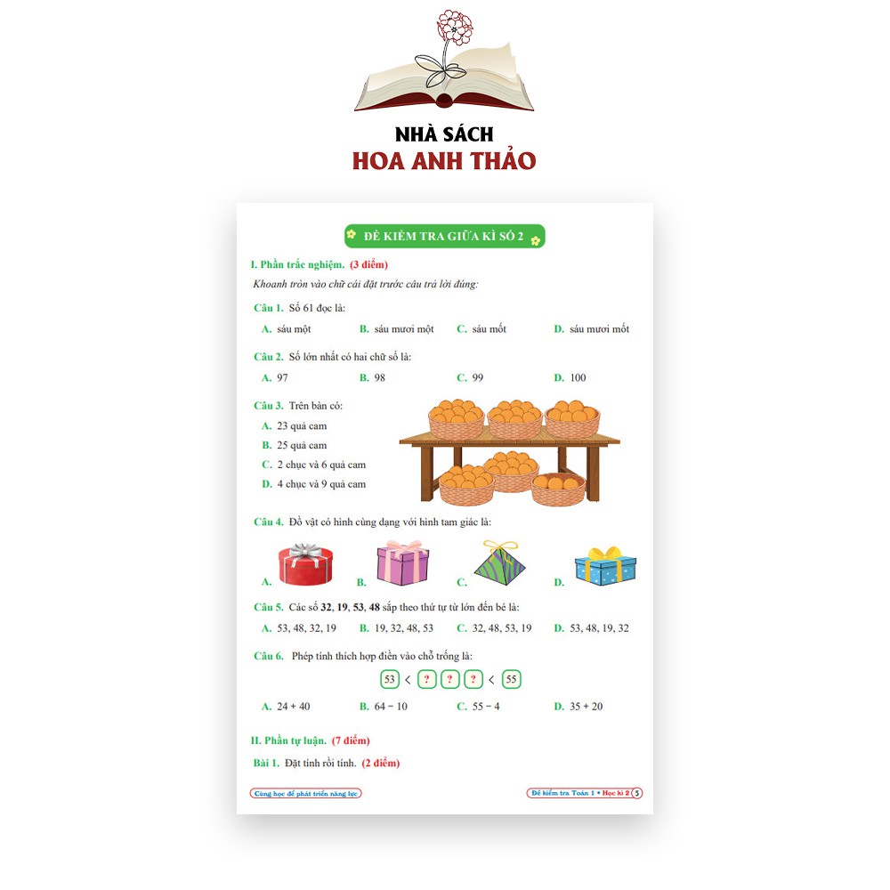 Sách - Đề kiểm tra toán và tiếng việt lớp 1 học kỳ 2 Cùng phát triển năng lực