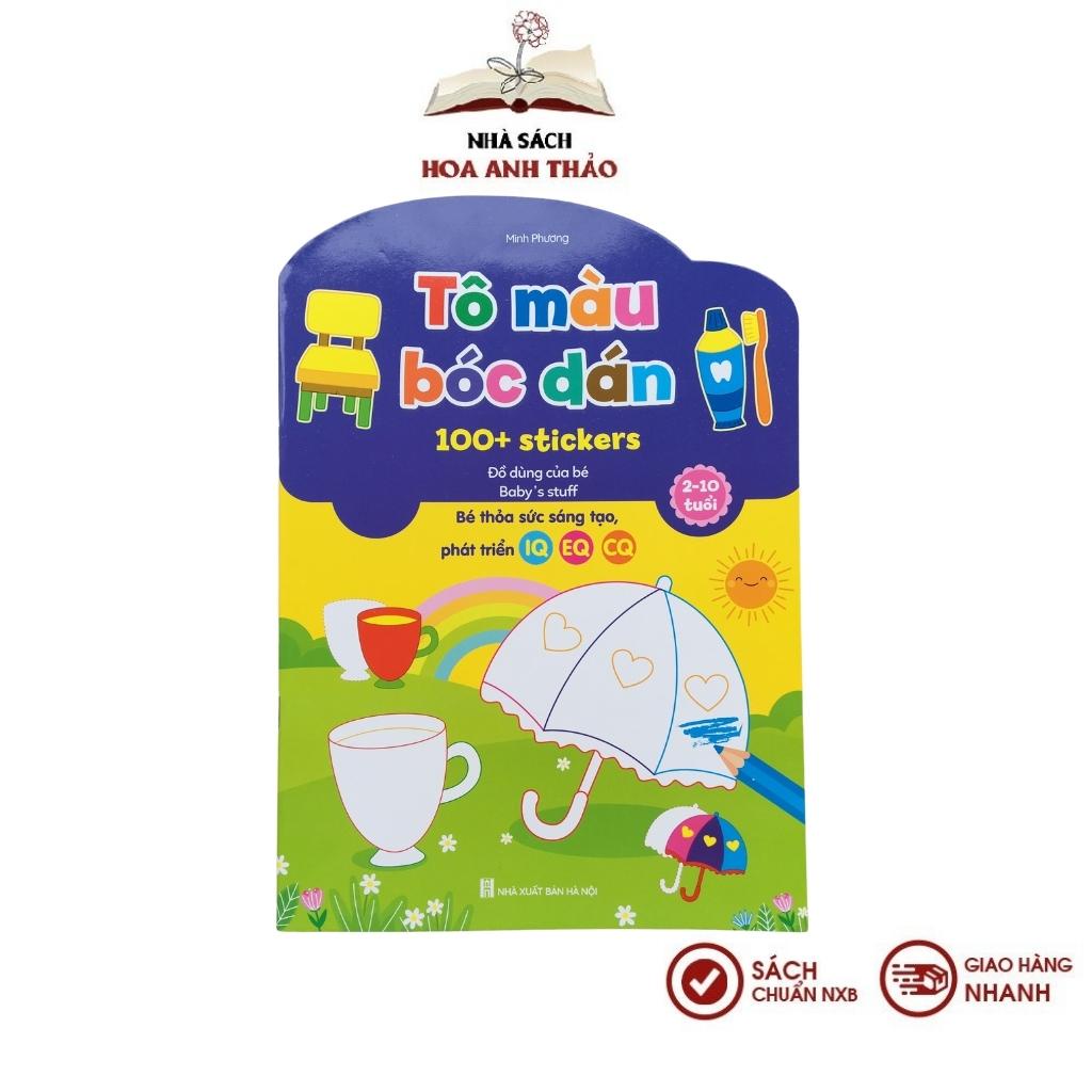 Sách - Bộ Tô Màu Bóc Dán 100+ Stickers (Song Ngữ Anh – Việt), bộ 6 quyển