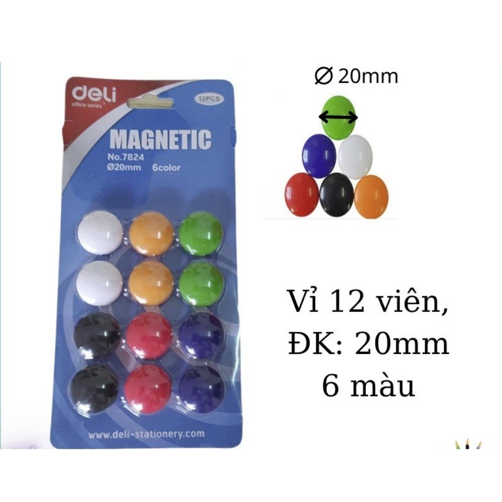 Vỉ nam châm màu dính bảng dạy học Deli 7824