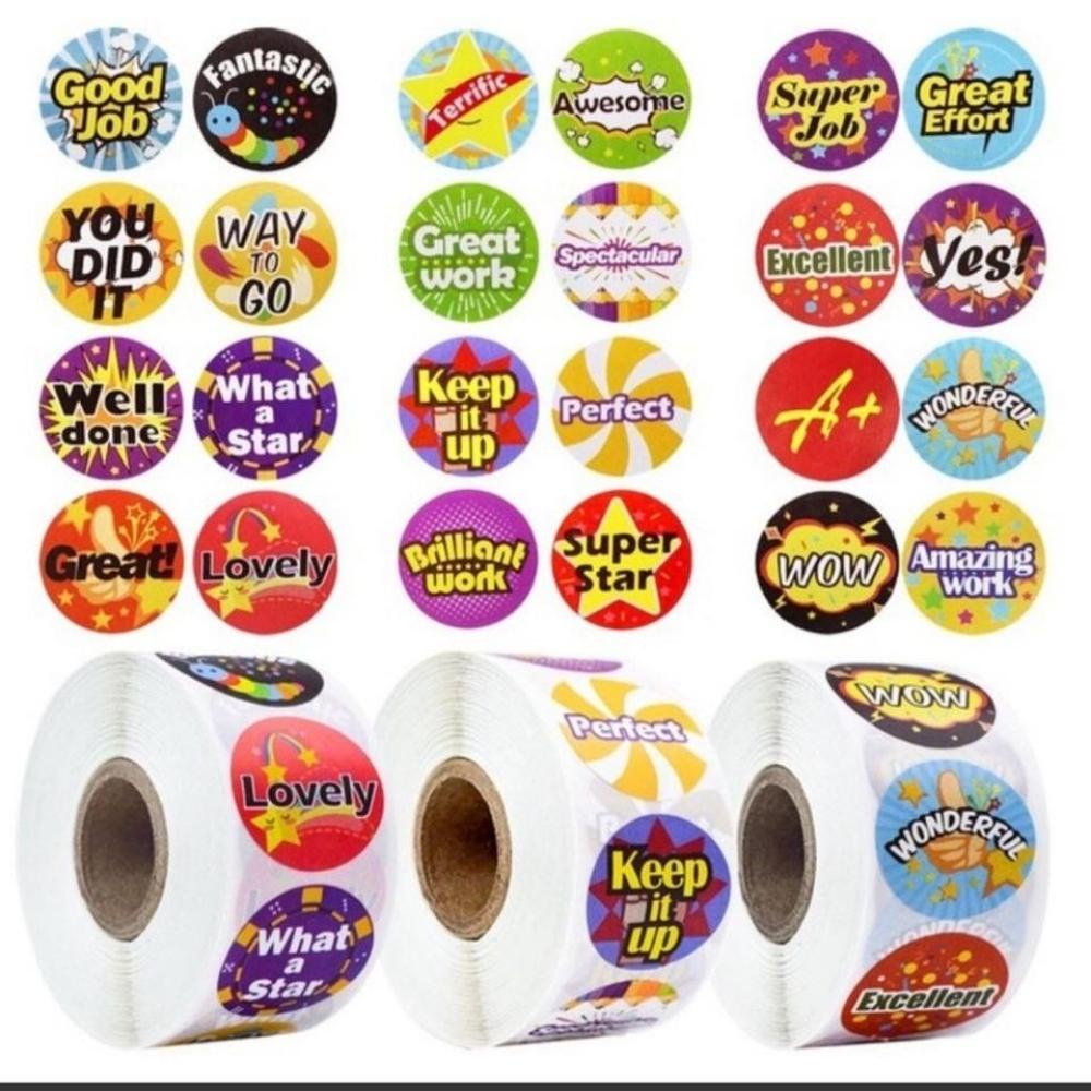 Sticker cuộn 500 hình dán các nhân vật hoạt hình và icon dễ thương, sticker trang trí dán sổ khen thưởng học sinh