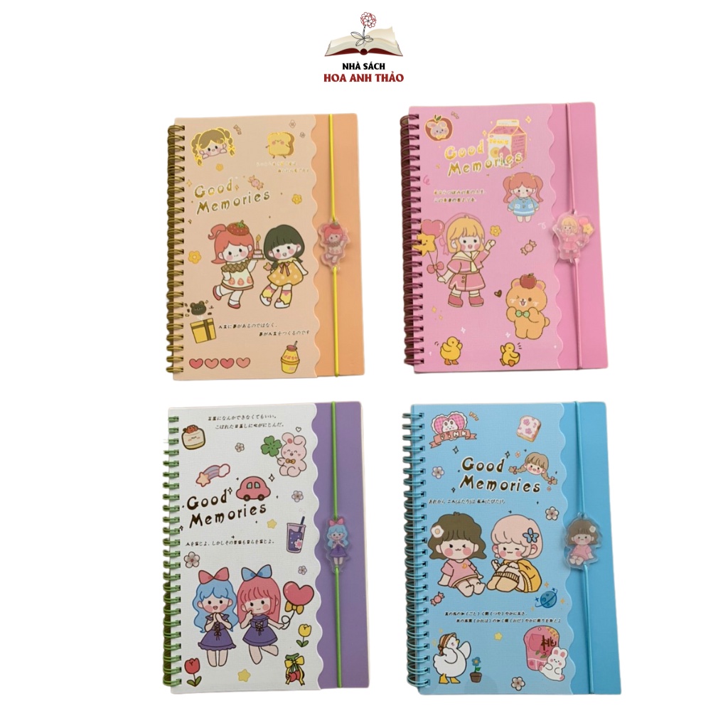 Sổ lò xo Good Memories , sổ tay ghi chép khổ A5 dòng kẻ ngang, chọn màu sắc