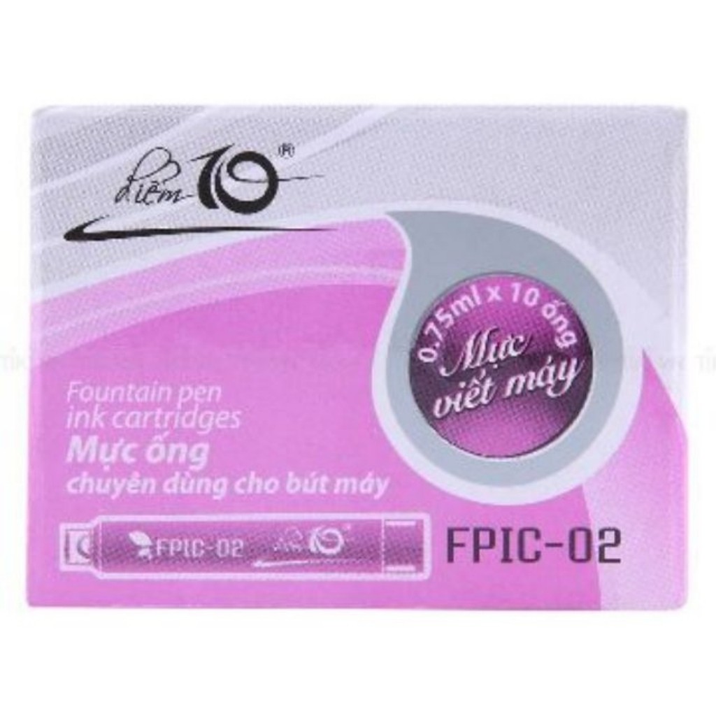 Mực Bút Máy - Ống Mực Thiên Long FPIC-01 FPIC-02 Hộp 10 Ống