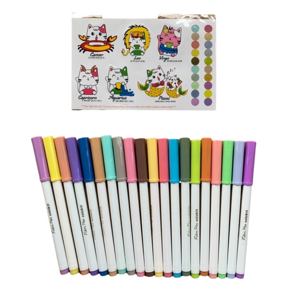 Bút Lông Màu Pastel Washable Fiber Pen Thiên Long Colokit SWM-C008