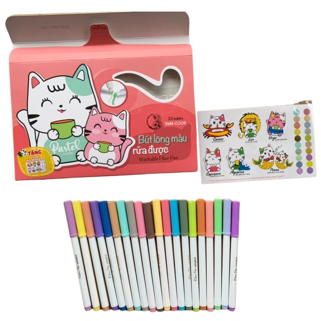 Bút Lông Màu Pastel Washable Fiber Pen Thiên Long Colokit SWM-C008