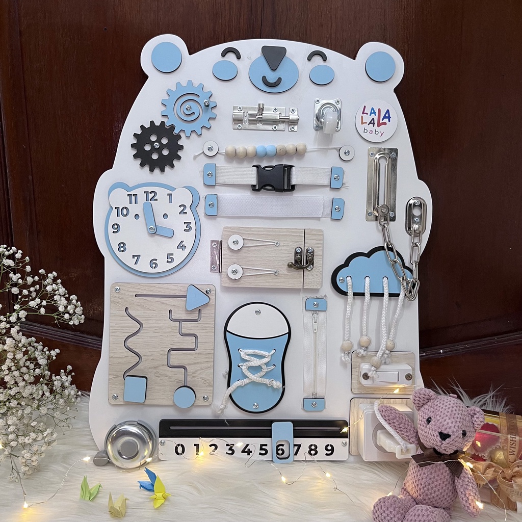 Busy board - Bảng bận rộn rèn luyện vận động chính hãng Lalala baby, Gỗ cao cấp, chắc chắn.