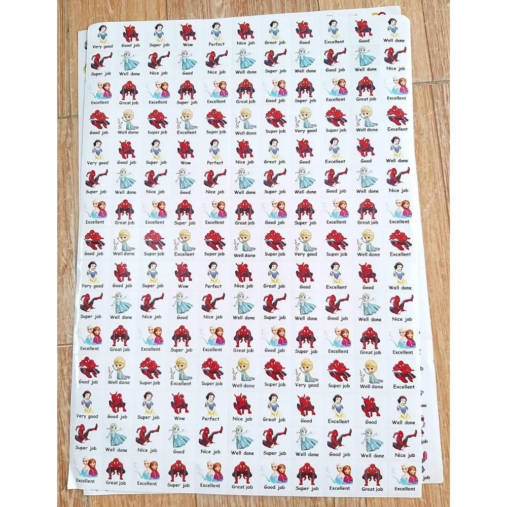 Sticker Khen Thưởng Học Sinh Combo 10 Tờ A4 Tiếng Việt - Tiếng Anh