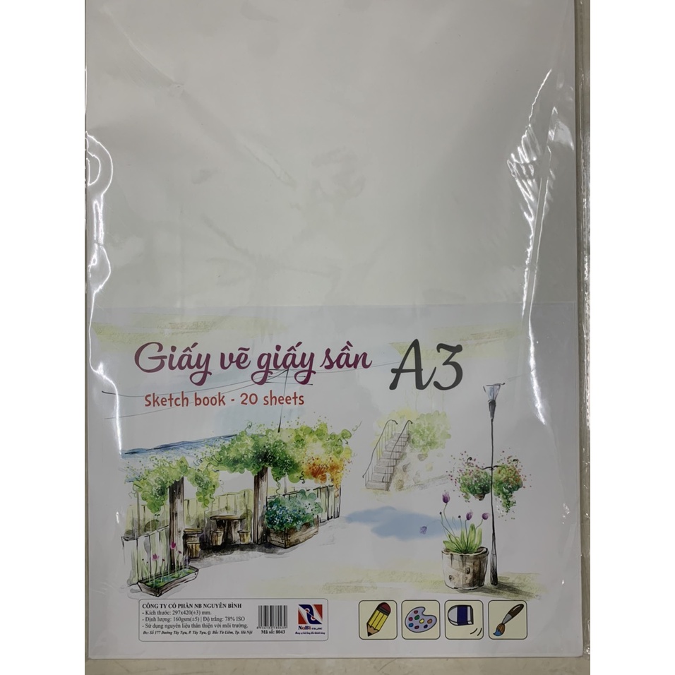 giấy vẽ màu nước chuyên dụng A3, A4 giấy màu kem