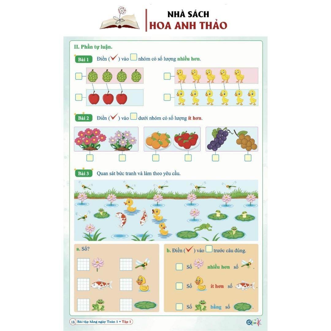 Bài tập hàng ngày lớp 1 -TOÁN,TIẾNG VIỆT- bộ KẾT NỐI- TẬP 1
