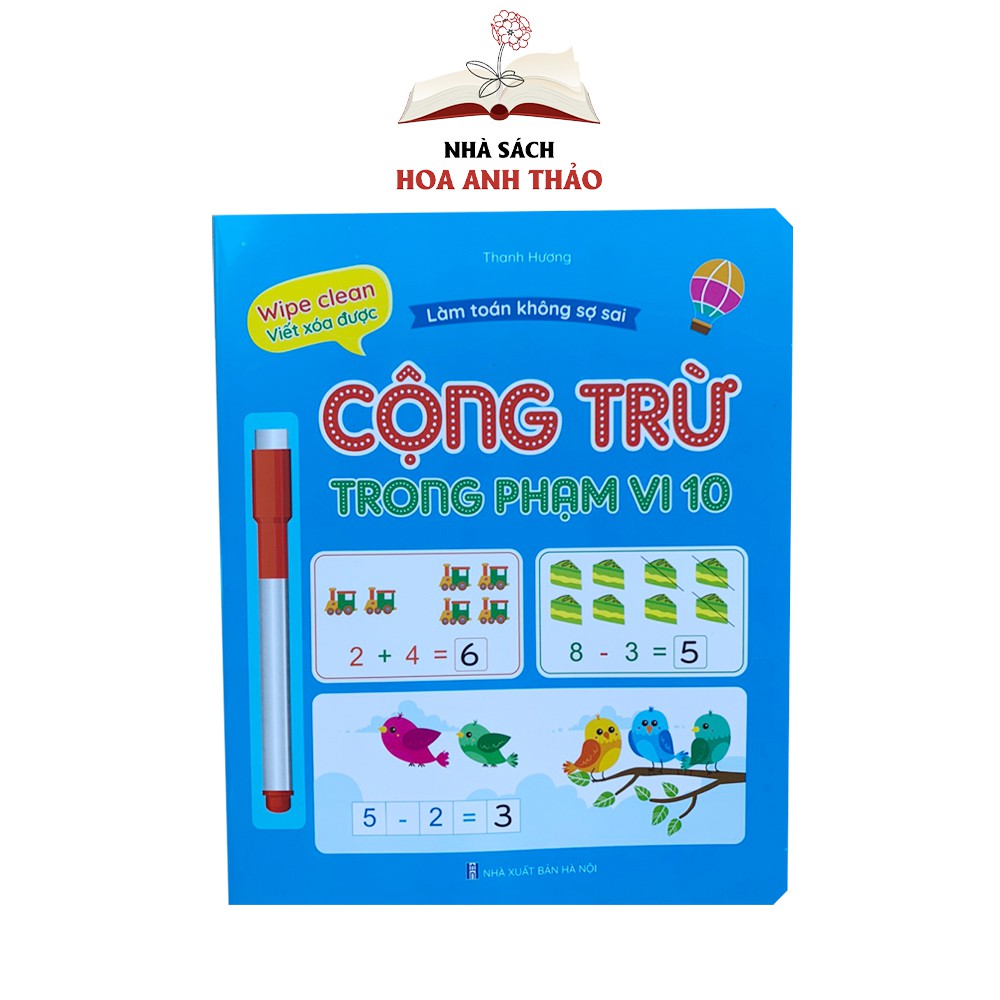 Sách - Làm toán không sợ sai Wipe clean viết xóa được Việt Hà Tặng kèm 2 bút (Bộ 4 quyển)