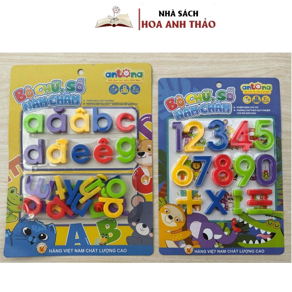 Combo Bộ chữ cái và bộ chữ số nam châm từ nhựa an toàn cho bé hàng Antona