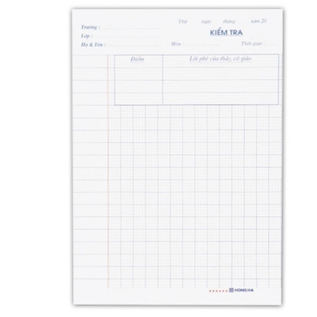 Giấy kiểm tra cấp 1 điểm 10 Hồng Hà ( 4 ô ly )